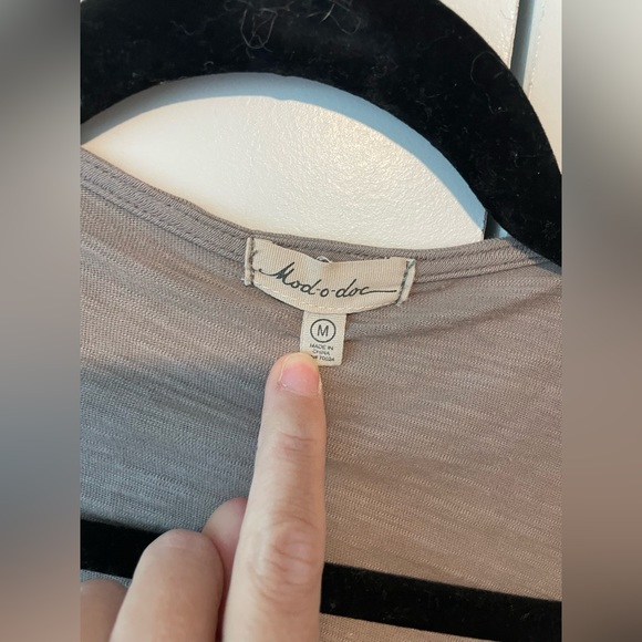 Mododoc Open Front Cotton Cardigan Sweater Sz Medium in Neutral Khaki - Picture 2 of 8